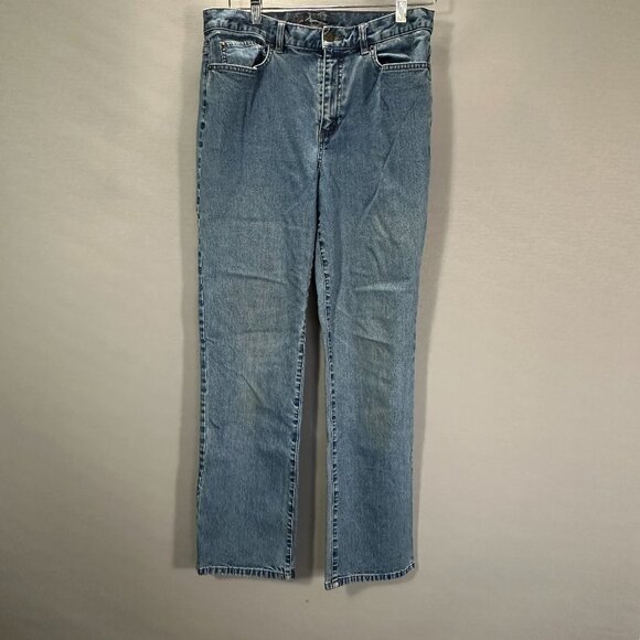 Lauren Jeans Co Ralph Lauren Womens 10 Cotton Stretch Straight Leg Pockets Logo - Picture 1 of 9